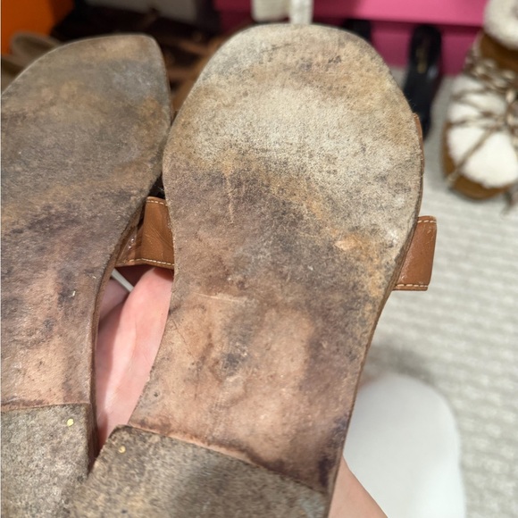 Hermes Oran Brown Leather Slide Sandals - Picture 8 of 11